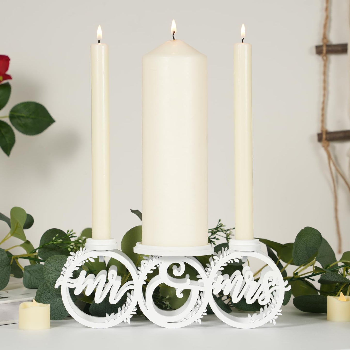 Rozrety Unity Candle Holder - Unity Candles Stand for Wedding Ceremony Set - Candle Holders for Wedding Decoration, Reception, Bridal Shower Gifts(Candles not Included)