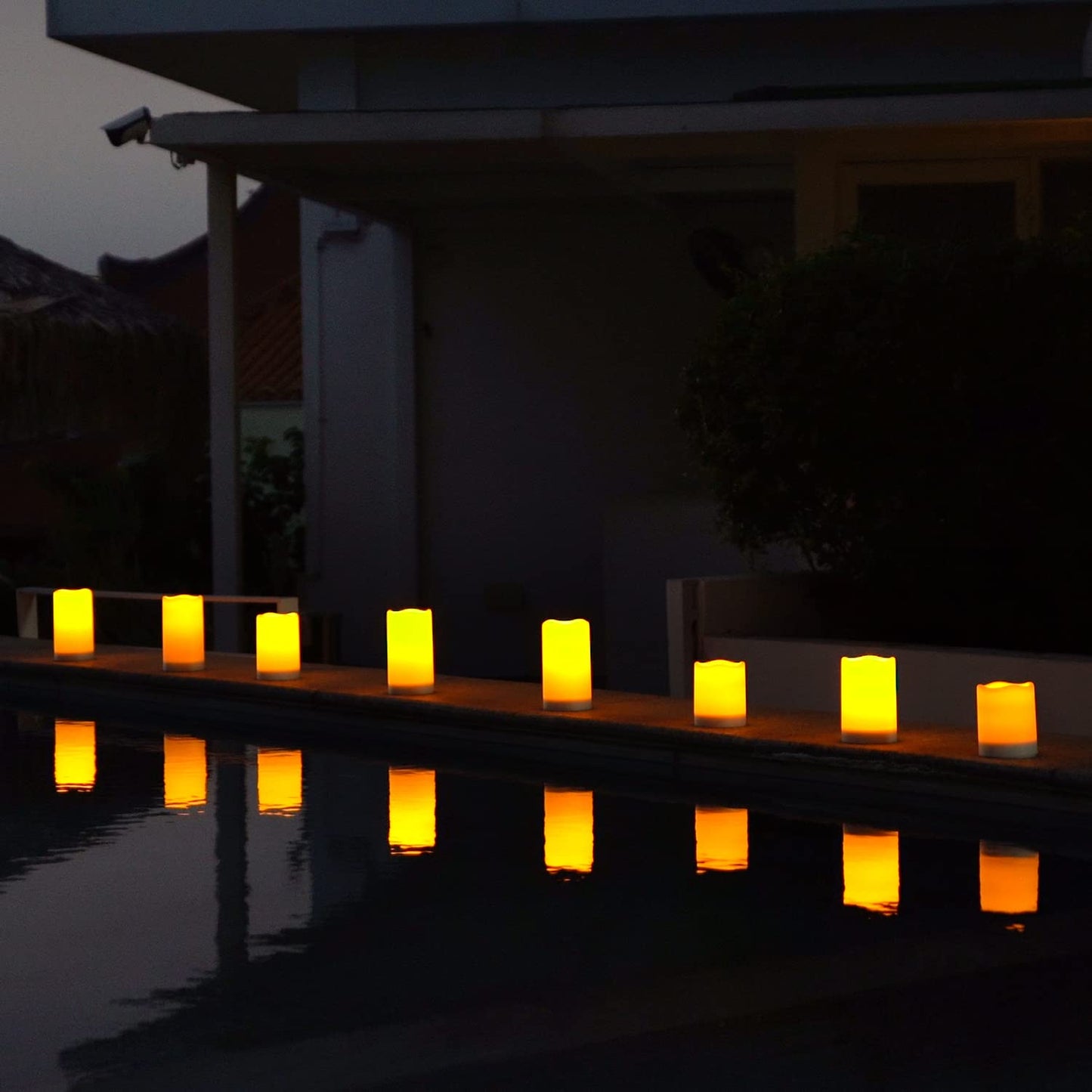 Homemory Solar Powered Candles Outdoor Waterproof, Flickering Glow, Rechargeable Candles, Solar Powered Candles for Outside, Lanterns, Sensor Only, Dusk to Dawn, Set of 3