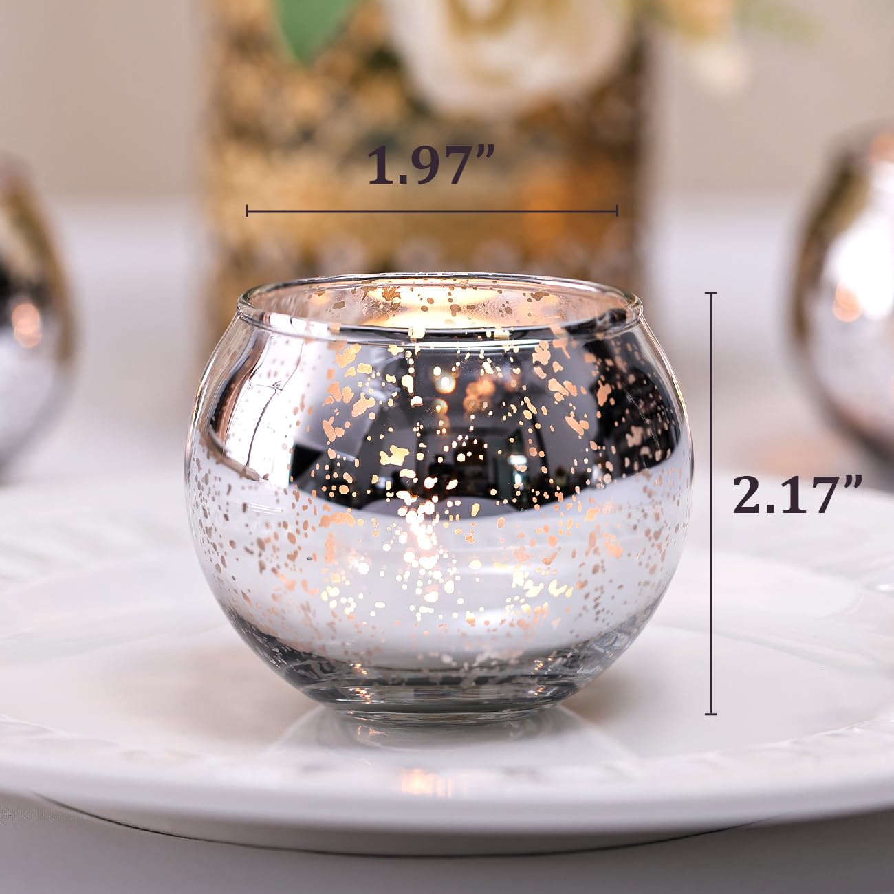 LETINE 36pcs Silver Votive Candle Holders - Elegant Mercury Glass Tea Light Candle Holder Set for Spring Summer Weddings, Holiday Season Decorations, Valentine's Day Table Centerpieces
