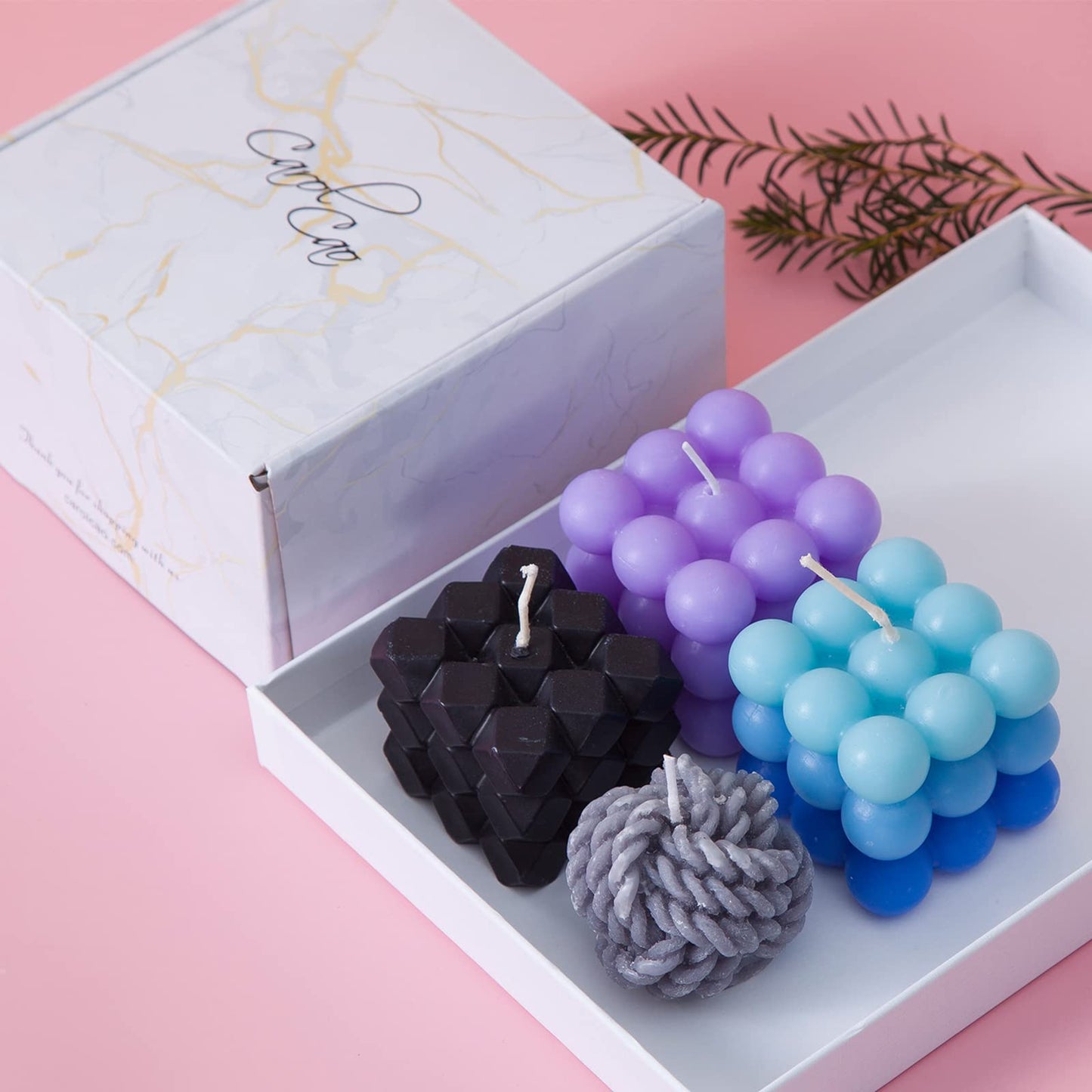 Bubble Candle, 4pcs Cube Soy Wax Bubble Candles Scented Aesthetic Bubble Candle Set for Home Bedroom Decor Birthday Mothers Day Gifts for Mom (Blue Bubble Candles)
