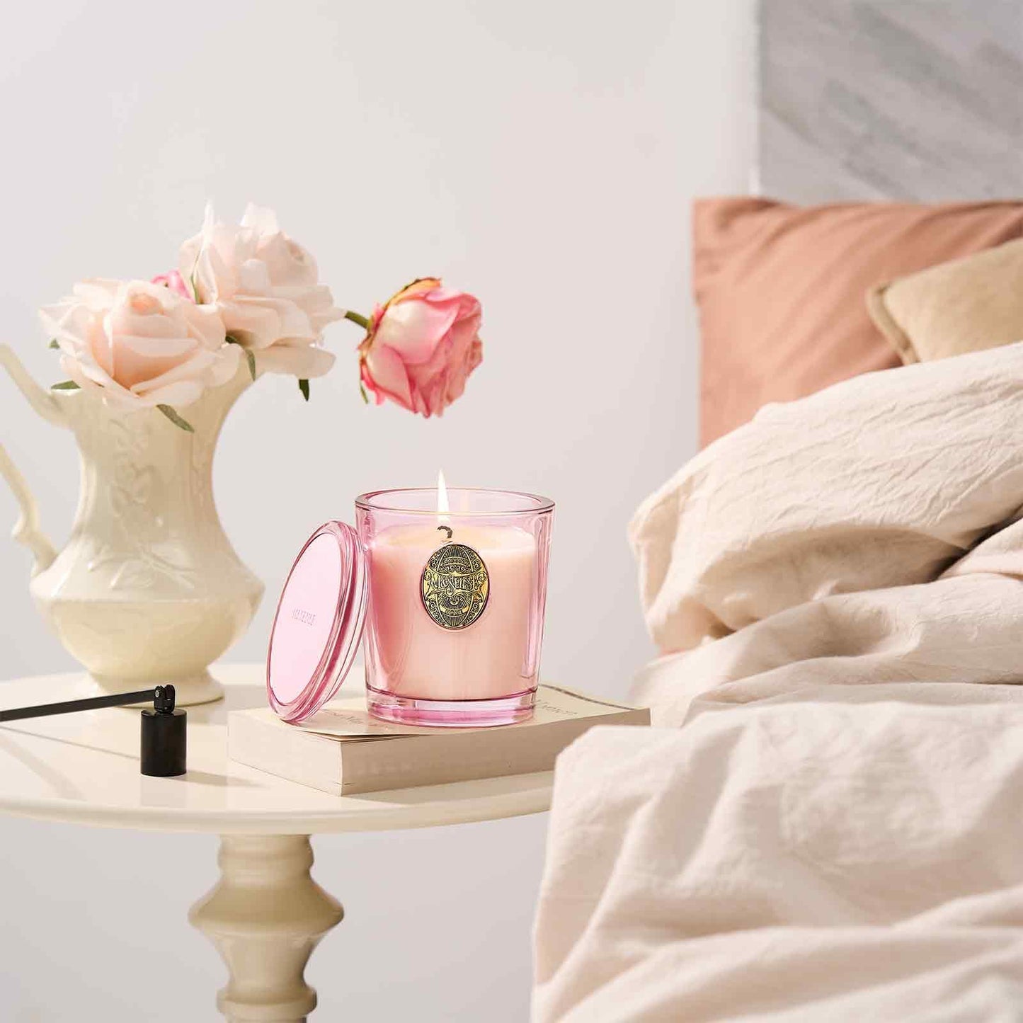 M&SENSE Natural Soy Candle | Saltwater Rose & Pink | 9.2 oz, 50H Burn Time | Candle Gift for Her | Scented Candle for Valentine’s Day