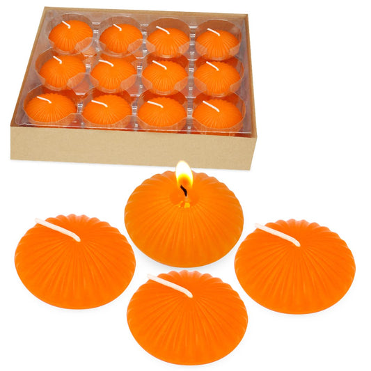 Orange Floating Candles for Cylinder Vases, 24 Pack 2 Inches Water Tealight Candles for Centerpieces at Halloween Fall Wedding Dinner Party Spa Treatments