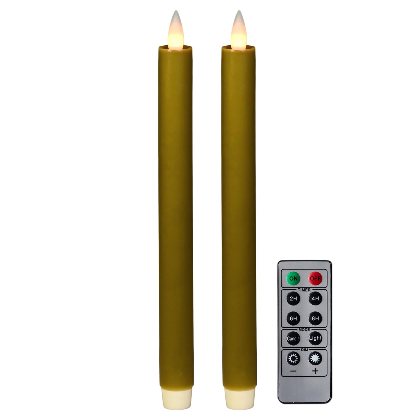 CozierGlow Flameless Taper Candles Flickering with Remote and Timer, 3D Moving Flame Taper Candle Battery Operated to 400 Hours, 9 Inch Window Candles, (Light Brown)