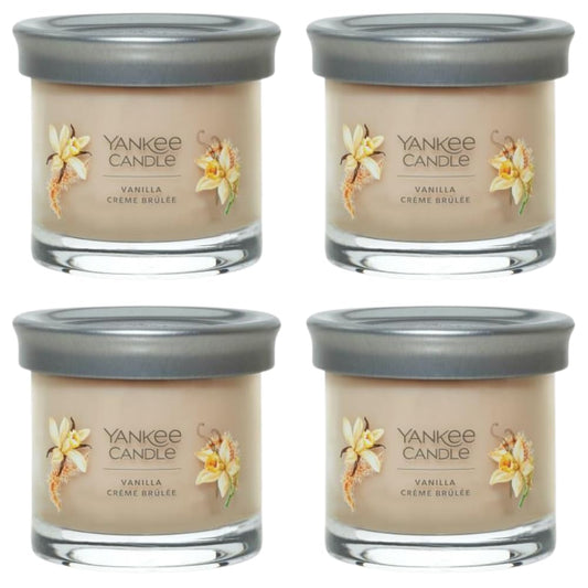 Yankee Candle Small Tumbler Scented Single Wick Jar Candle, Vanilla Creme Brulee, Over 20 Hours of Burn Time, 4.3 Ounce (Pack of 4)