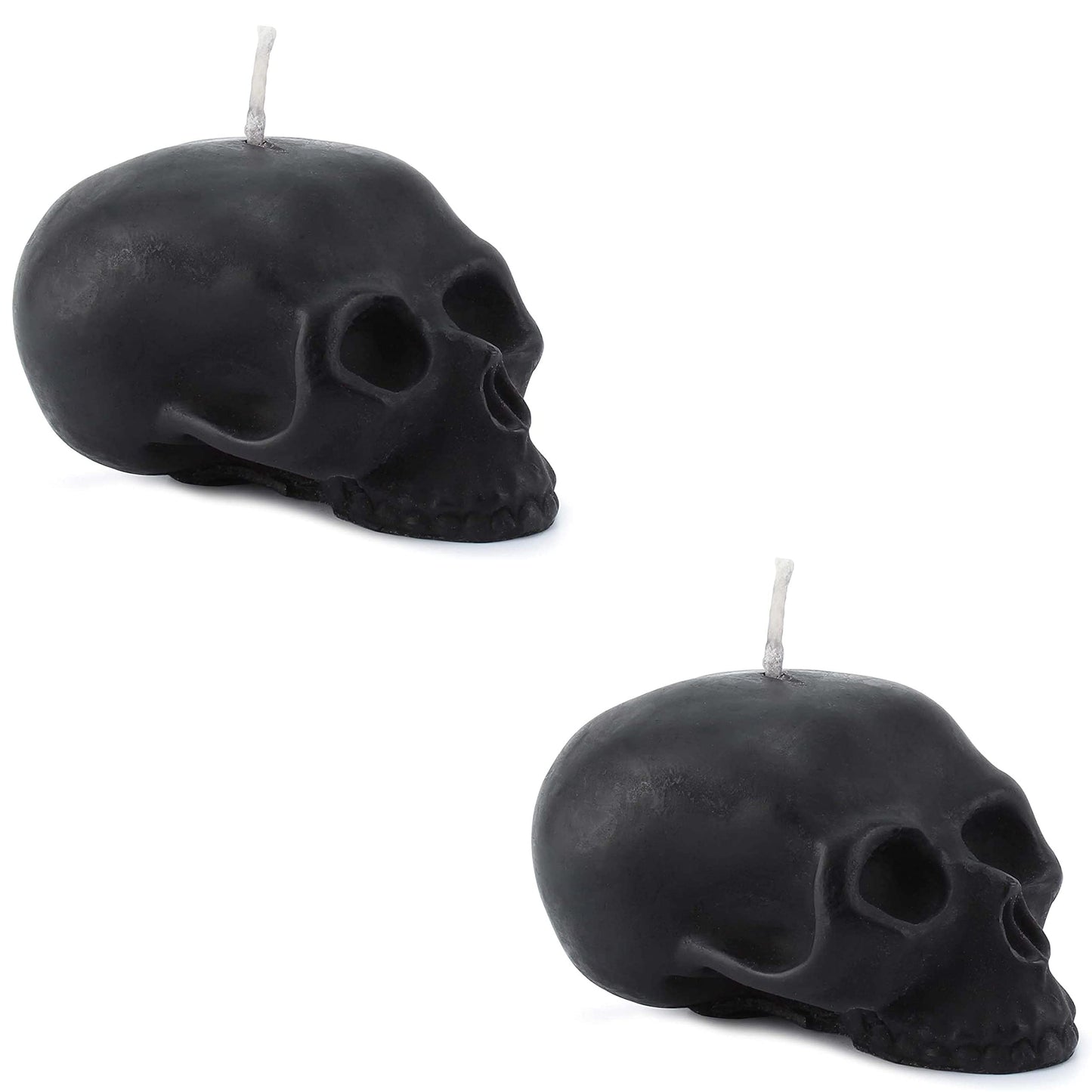 Darware Large Skull Candles (2-Pack, Black); 4.75 x 3-Inch Decorative Themed Candles for Halloween, Horror and Novelty Decor