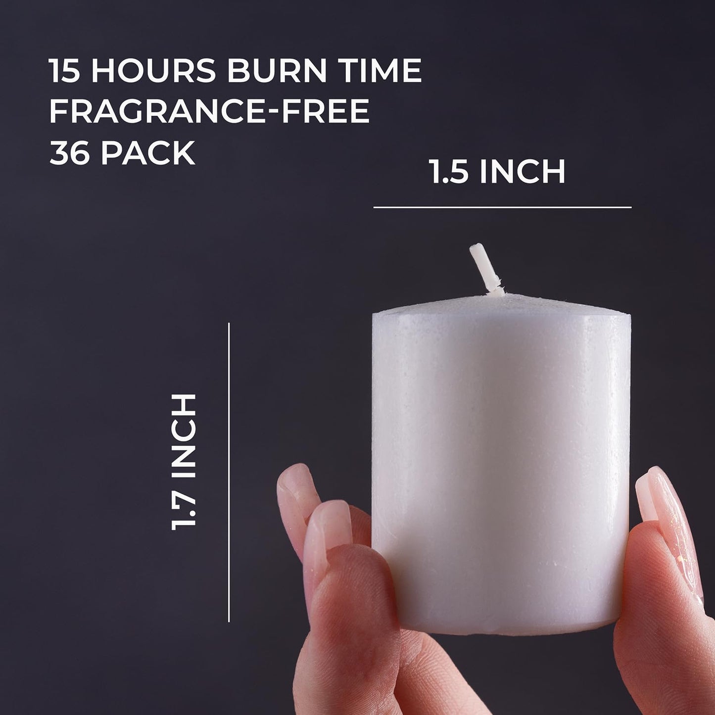 CANDWAX Unscented White Votive Candles Set of 36 - Clean-Burning, Long-Lasting 15 Hour Burn - Ideal for Weddings, Home Décor, Spa, Events - Bulk Value for Versatile Use
