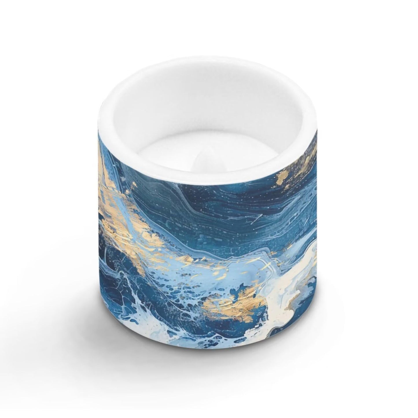 Cozeyat Ocean Marble LED Candles Set of 4 Battery Powered Flameless with Remote Timer Flickering Flame Waterproof for Home Patio Garden Decor