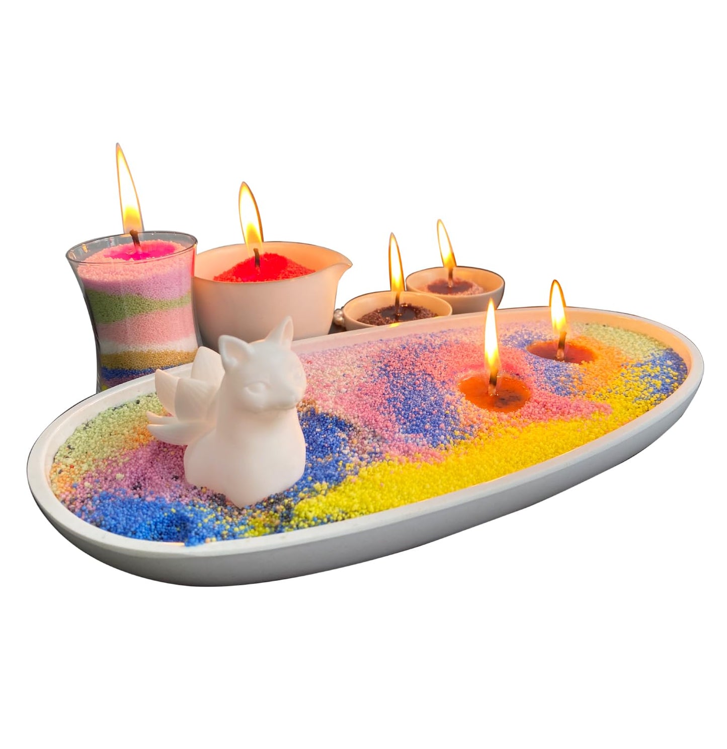 VITARIE Refillable Pearled Candle Sand 18oz, Unscented, 30 Cotton Wicks, 1.1lb Long Burning, Candle Making Kit, Yellow