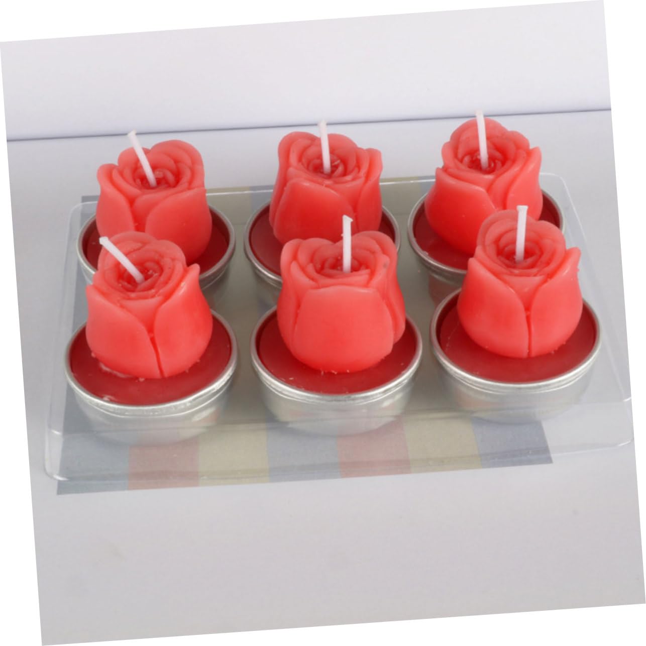 STOBAZA 12pcs Romantic Rose Shape Candles for Valentine's Day Decoration Red Paraffin Wax Candles Party Supplies for Home and Wedding Ambiance
