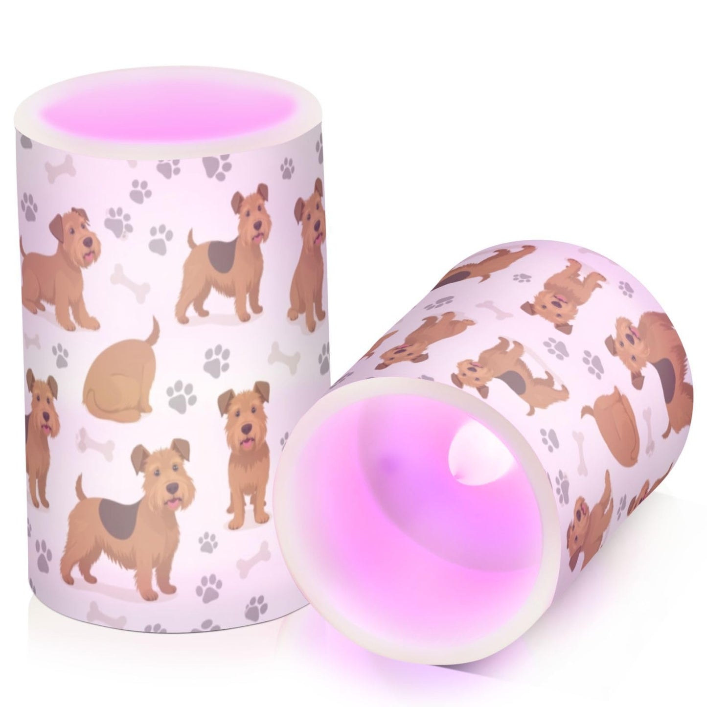 Pigsaly Flameless Candles Battery Operated Funny Animals Cartoon Airedale Terrier Dogs Flickering Led Pillar Candles with Remote Control Colour Changing Warm Light Candles for Halloween Christmas We