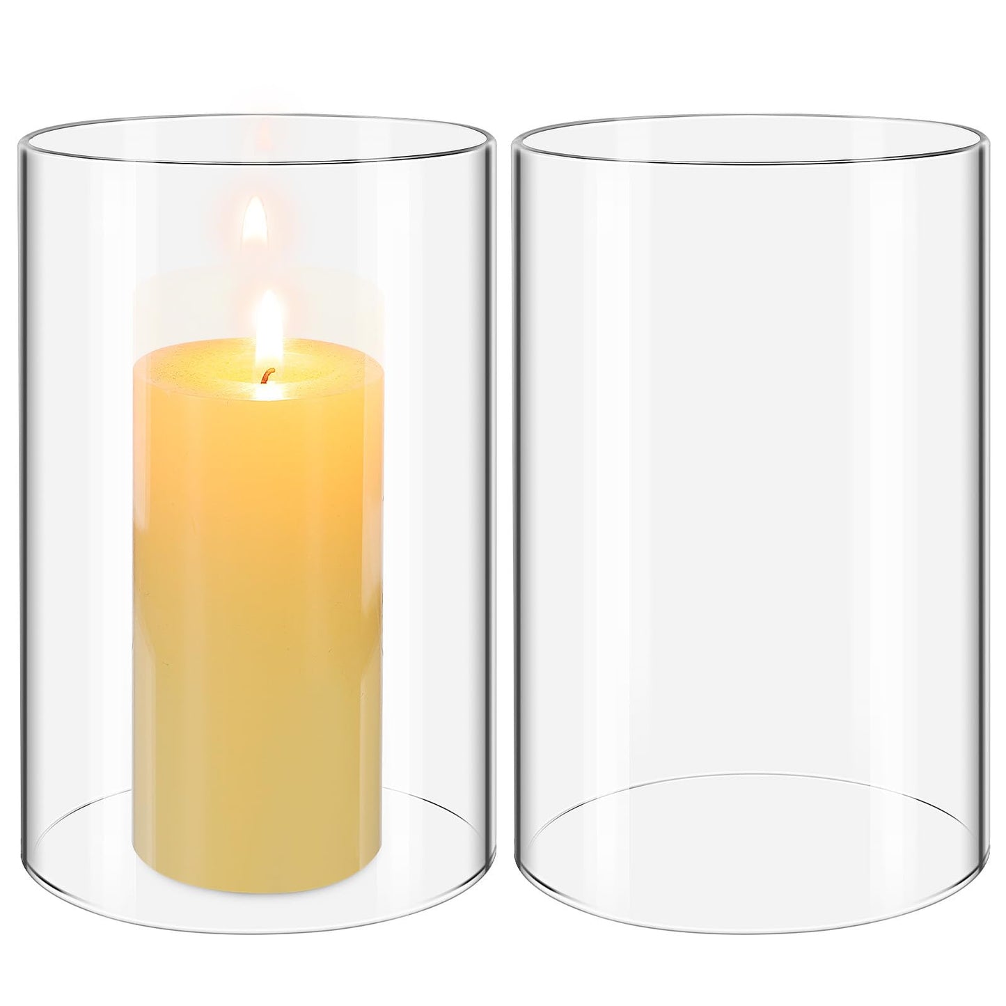 SHINEOFI 2pcs Hurricane Candle Holder Sleeve Cylinder Glass Shade Candleholder Tube Lamp Shade, Clear Glass Bottomless Cylinder, 5. 9 X 3. 9 Inches