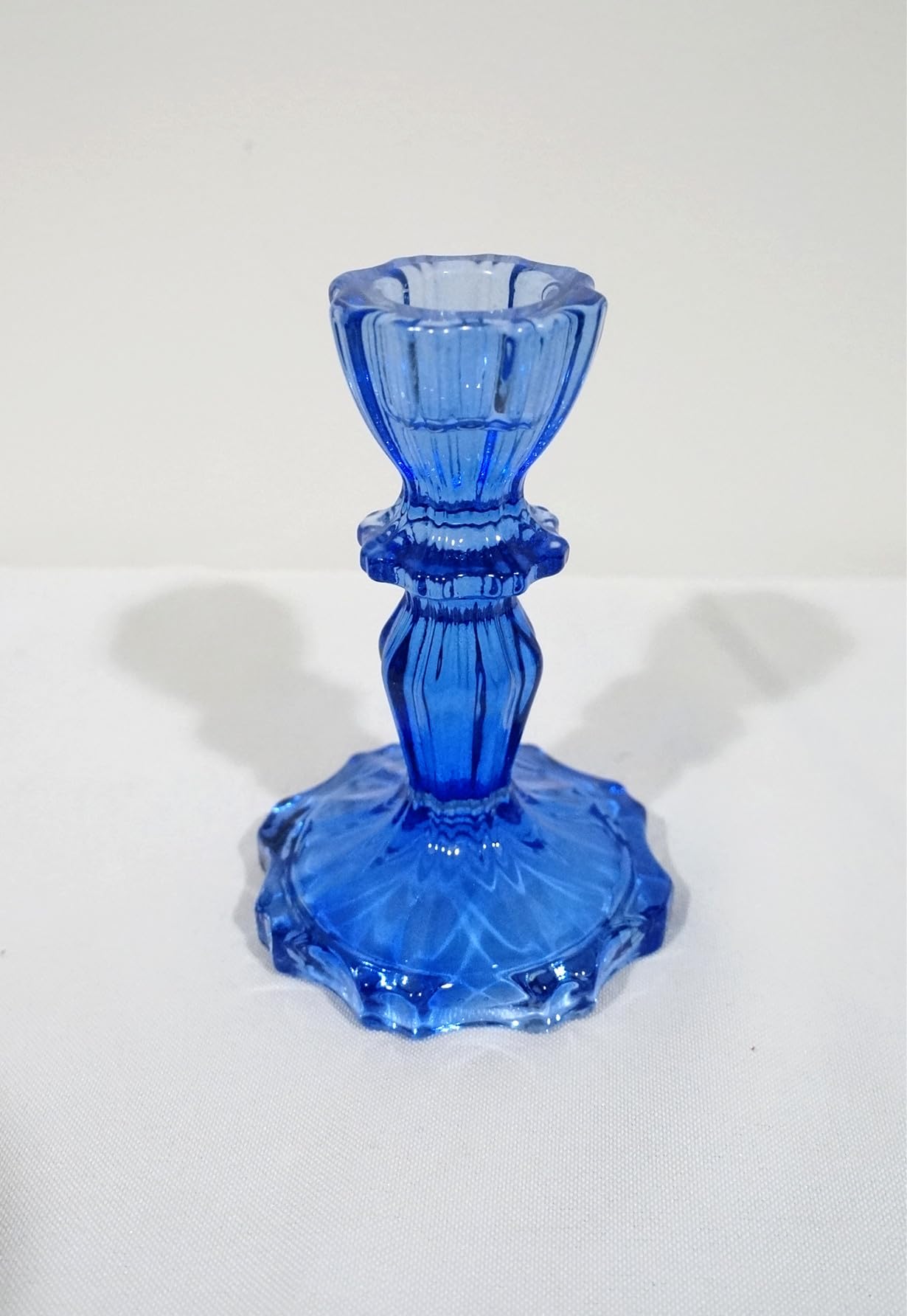 Generic Sweet Home Deco Glass Candlestick Holder, Taper Candle Stand for Indoor or Outdoor Dining, Tabletop Decoration, Set of 2 (Royal Blue)