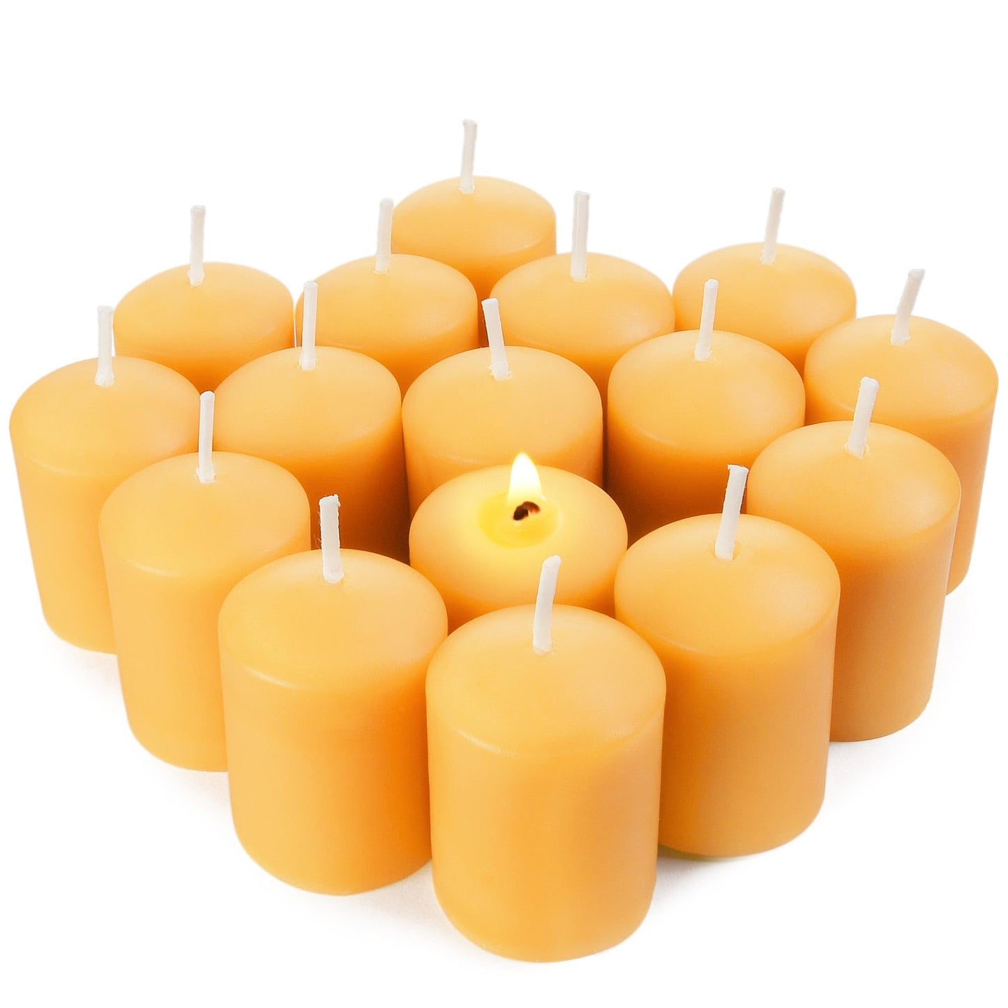 Pure Hand Poured 16-Pack 100% Natural Beeswax Candles Bulk, 9 Hours Long Burning, Unscented and Non-Toxic Candles for Prayers, Home Decoration, Spa, Christmas