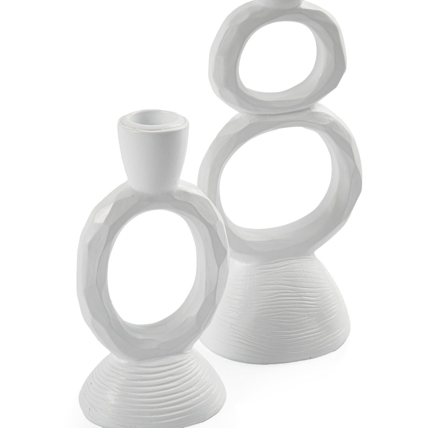 White Taper Candle Holders for Candlesticks, Unique Decorative Candlesticks Holder Home Decor Set of 2 for Fall Thanksgiving Wedding Table Centerpiece Decorations, Modern Aesthetic Room Decor（Resin）