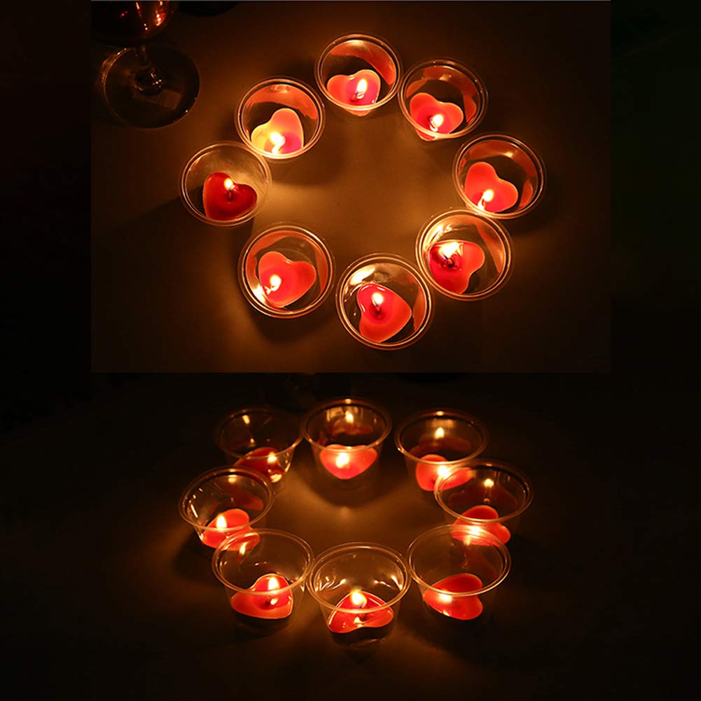 Pilarmuture Tea Lights Candles, 50pcs Heart Shaped Smokeless Tea Lights Candles Unscented Candles, Dripless & Long Lasting Mini Tealight Candles for Wedding Celebrations Home Party Decor