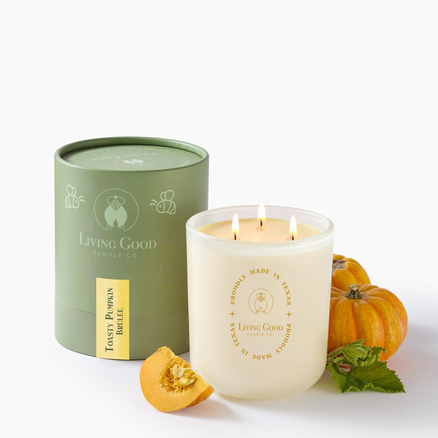 Toasty Pumpkin Brulee - Sweet Pumpkin & Vanilla with Earthy Nutmeg & Cardamom - Perfect Cozy for Fall - Pure Beeswax Candles - 90+ Hours Long Burning - Non-Toxic for Autumn Home Decor - 15 OZ