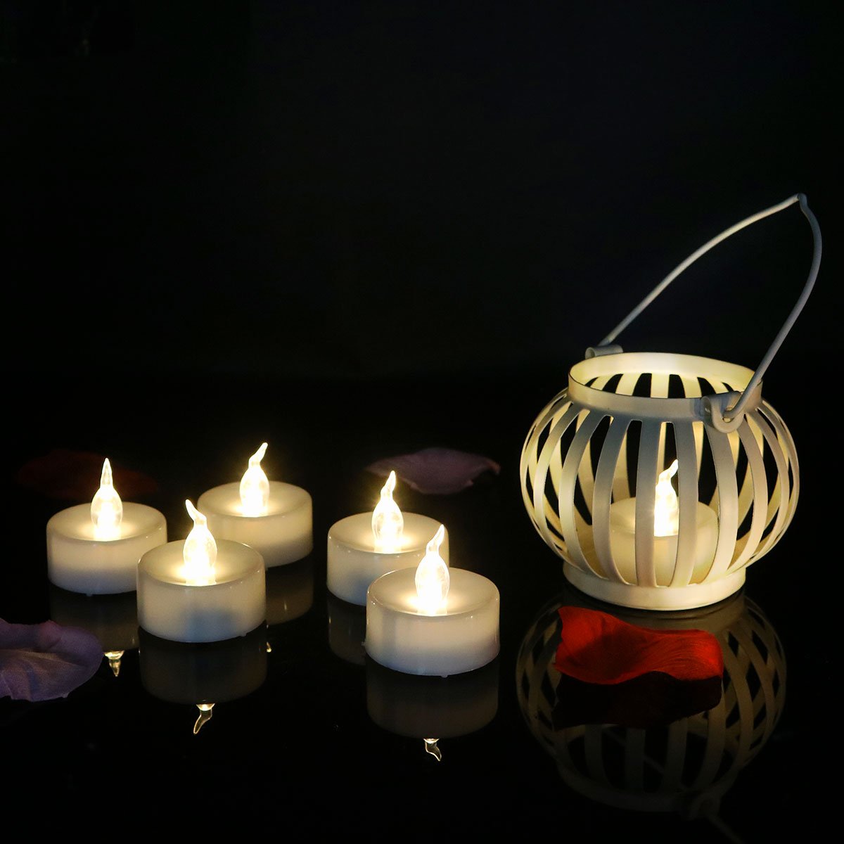 24 Tea Lights Led Flickering with Timer Function (6 hrs on, 18 hrs off), Christmas Mini Flameless Candles Tealights Battery Operated Flickering Warm White for Wedding Party Thanksgiving Decoration