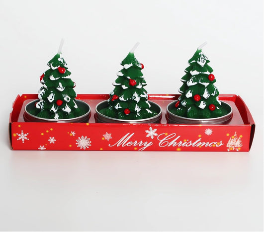 3 Pieces Tealight Candles Handmade Delicate Santa Hat Claus Christmas Tree Candle Wax Snowman Elk Pinecone House Candles for Party Wedding Spa Home Decoration Christmas Gifts