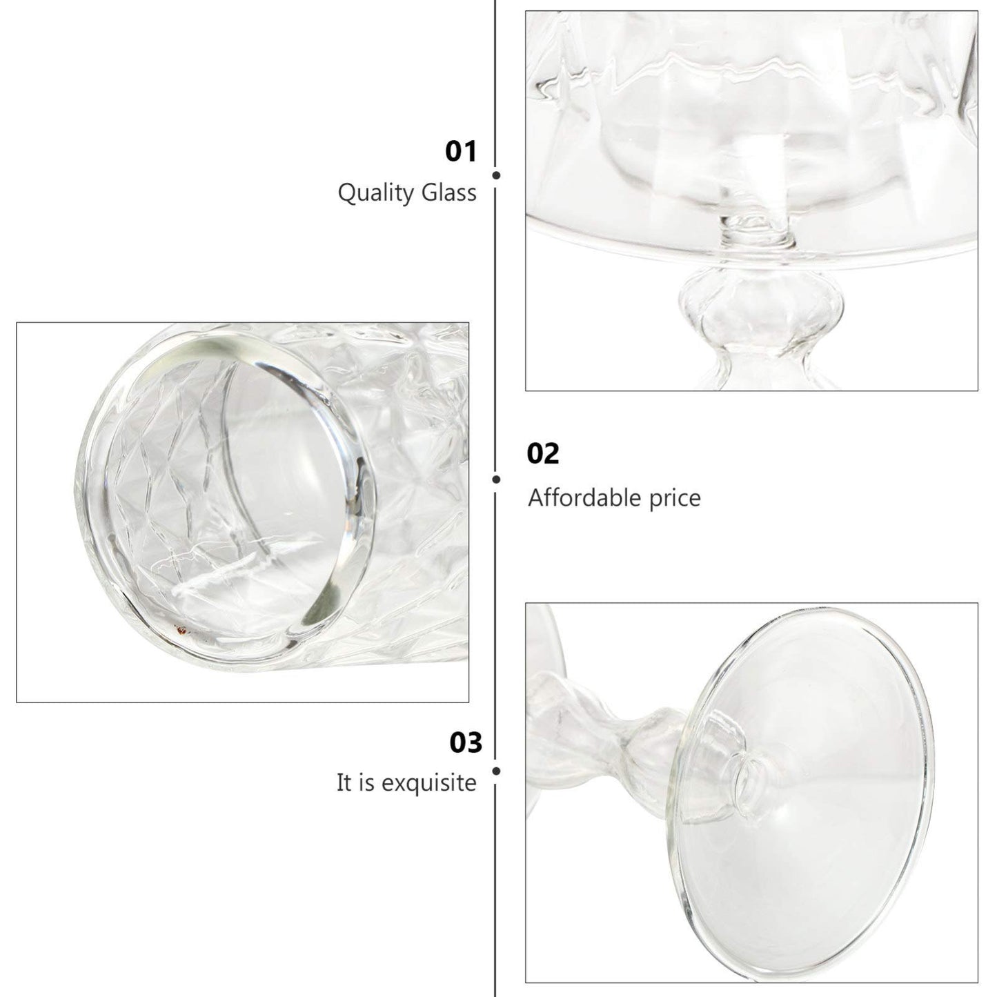 Uonlytech Glass Candlestick 7.48In Decorative Candle Holder for Home Bedroom Office Table Lighting Elegant Household Candle Stand