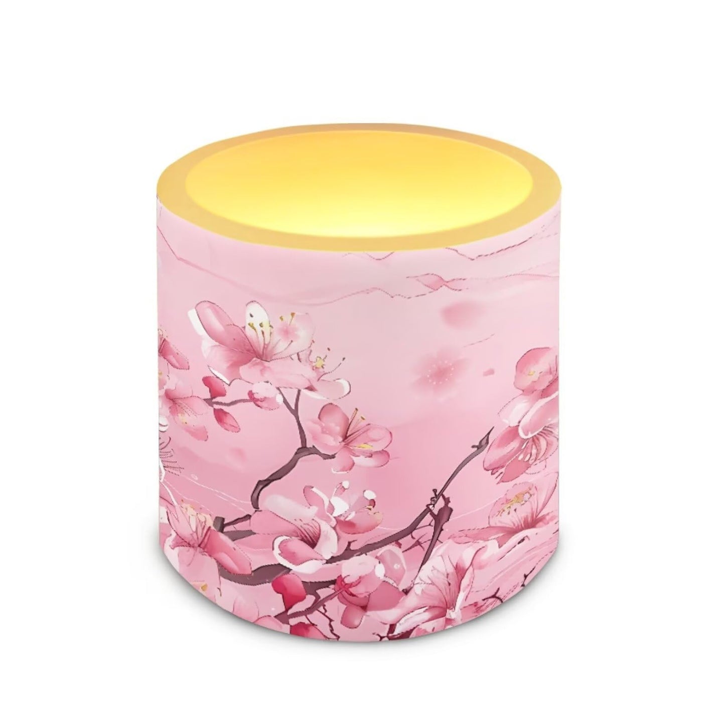 NETILGEN 3 inch Decorative Flameless LED Candles with Remote Control Timer Set of 4 Battery Operated Candles Pink Plum Blossom for Wedding Party Decor