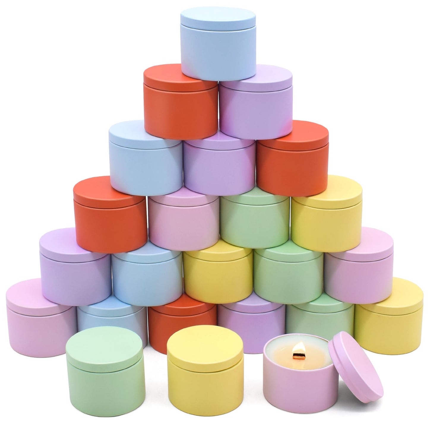 YJHSS 24-Pack 4oz Candle Tins with Lids, Metal Candle Jars for Candle Making, Empty Containers Vessels Bulk for Small Business & Beginners DIY Storage -Multicolor