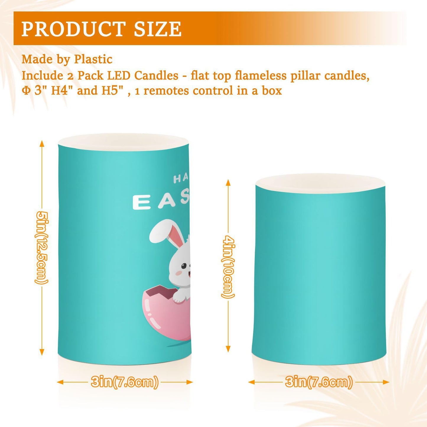 ALAZA Happy Easter Egg Rabbit Cute Bunny Flickering Flameless Candles Battery Operated with Remote Timer,Tea Light Candles LED Pillar Votive Candles Set of 2 for Outdoor Indoor Decorations