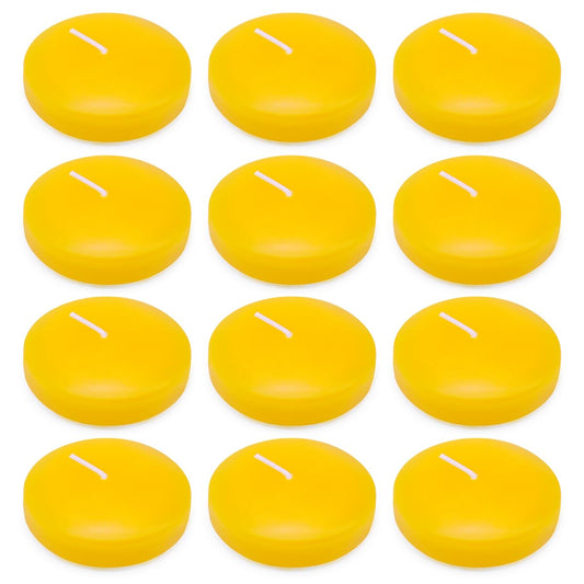 Set of 12 3.0 Inch Yellow Citronella Floating Candles Outdoor, Large Pool Water Wax Colored Candles for Summer Home Patio Camping at Wedding, Party, Holiday - 10 Hour Burn Time