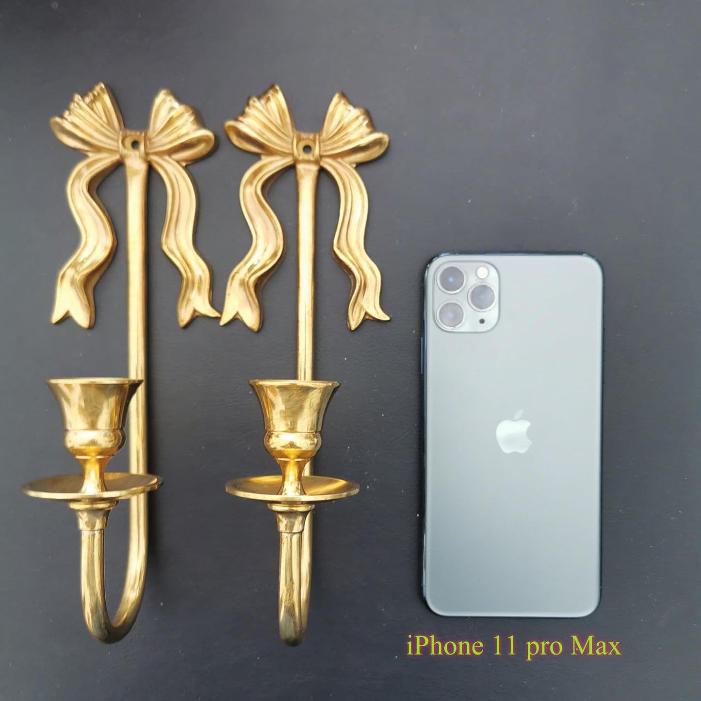 TerkCo Brass Wall Candle Sconces Wall Decor Set of 2, Antique Gold Bow Candle Stick Holders,Wall Mounted Home Decoration,for Living Room,Dining Room, Bedroom（No Candle (Gold 1)