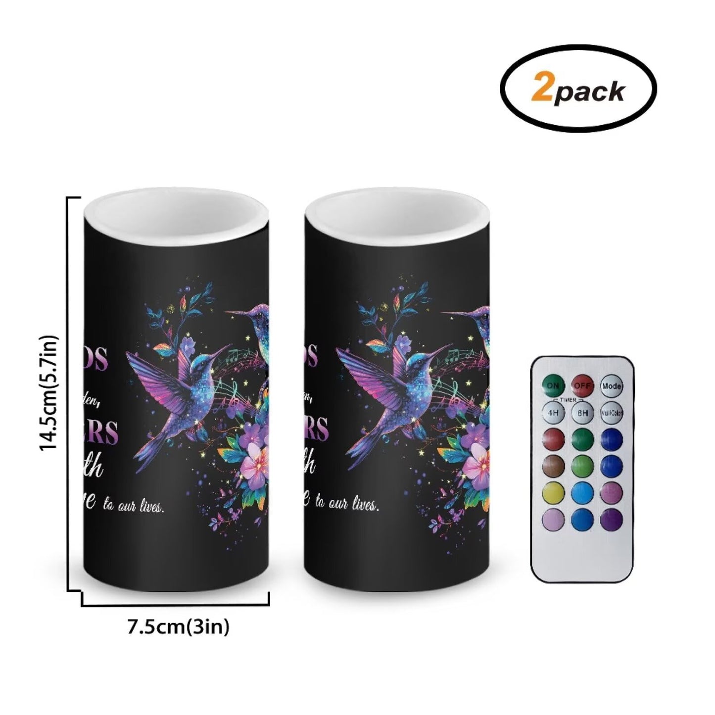 Luarisgur Mothers Day Gifts Flameless Candles with Remote Hummingbirds Floral Note LED Candles Battery Operated Electric Candles Flickering Warm Light for Home Bedroom Living Room Decorations