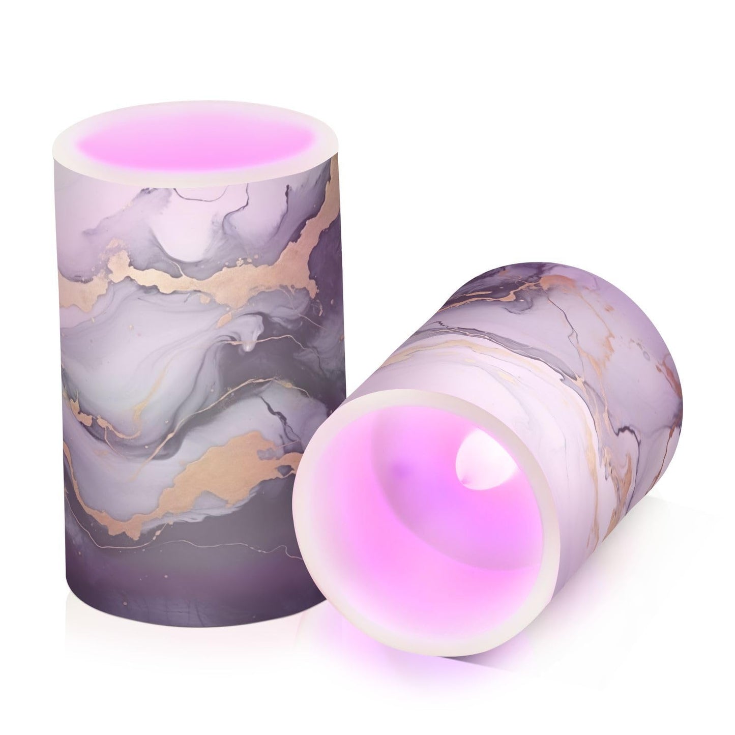 GUIJI Black Marble Flameless Candles with Remote, Set of 2 Battery-Operated Pillar Candles for Home, Christmas, Party Decor