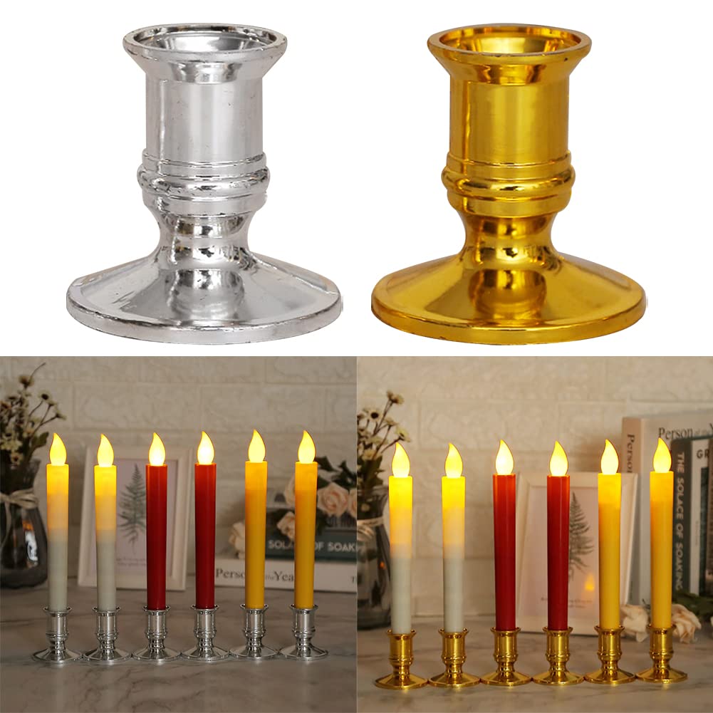 CALIDAKA 20pcs Taper Candle Holders - Gold/Silver Pillar Candle Stand for Table Centerpiece, Wedding, Party Festival Decor