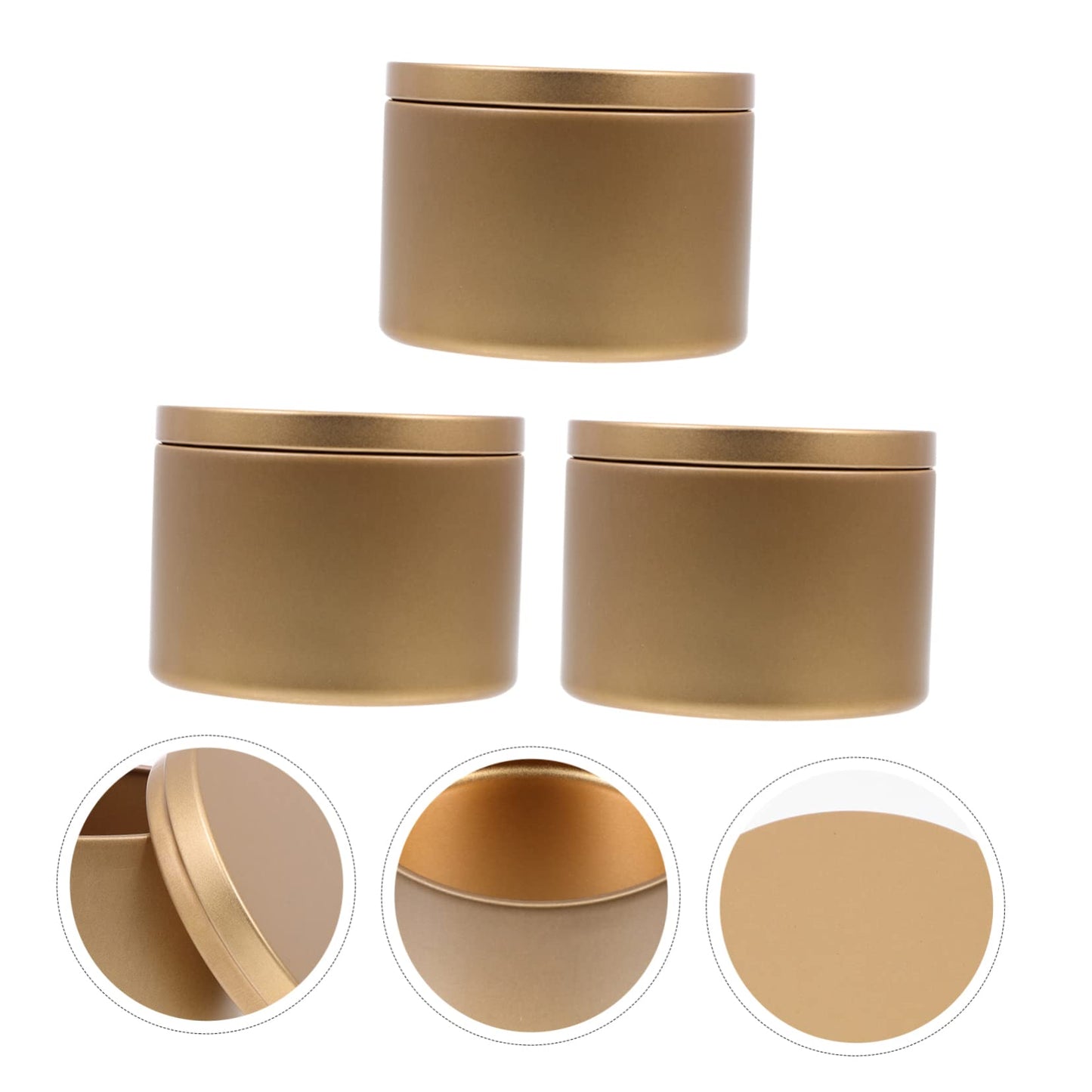 KONTONTY 3pcs Gold Iron Candle Jars Empty Candle Holders for Practical Iron Containers for Home Decor Wedding Favors and Tealight Making