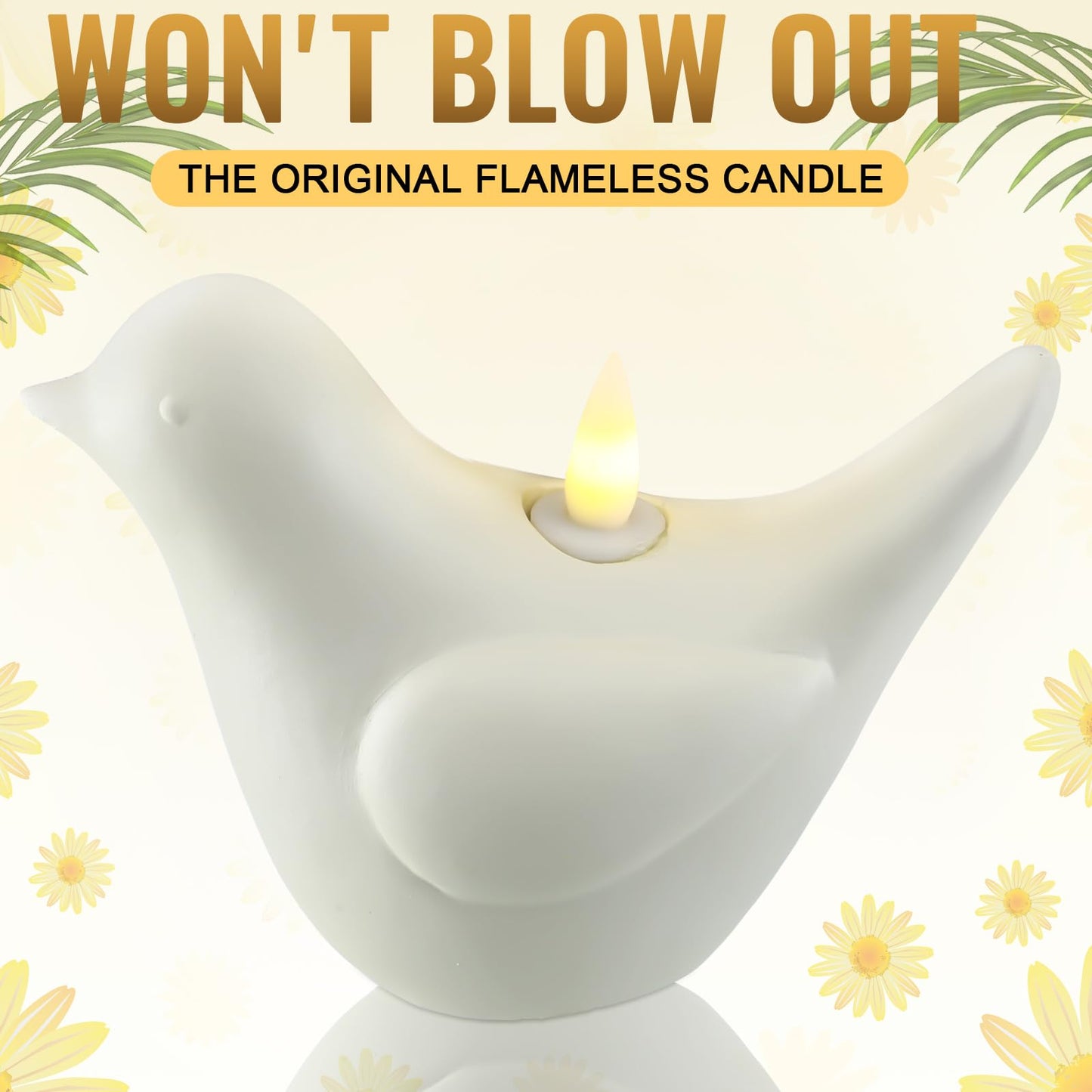 Bucherry 3 Pcs Flameless Candle Battery Operated LED Candles Resin Bird Candles LED Real Flame Technology Light Bird Home Decorations for Spring Summer 4.7 x 5.5 Inch