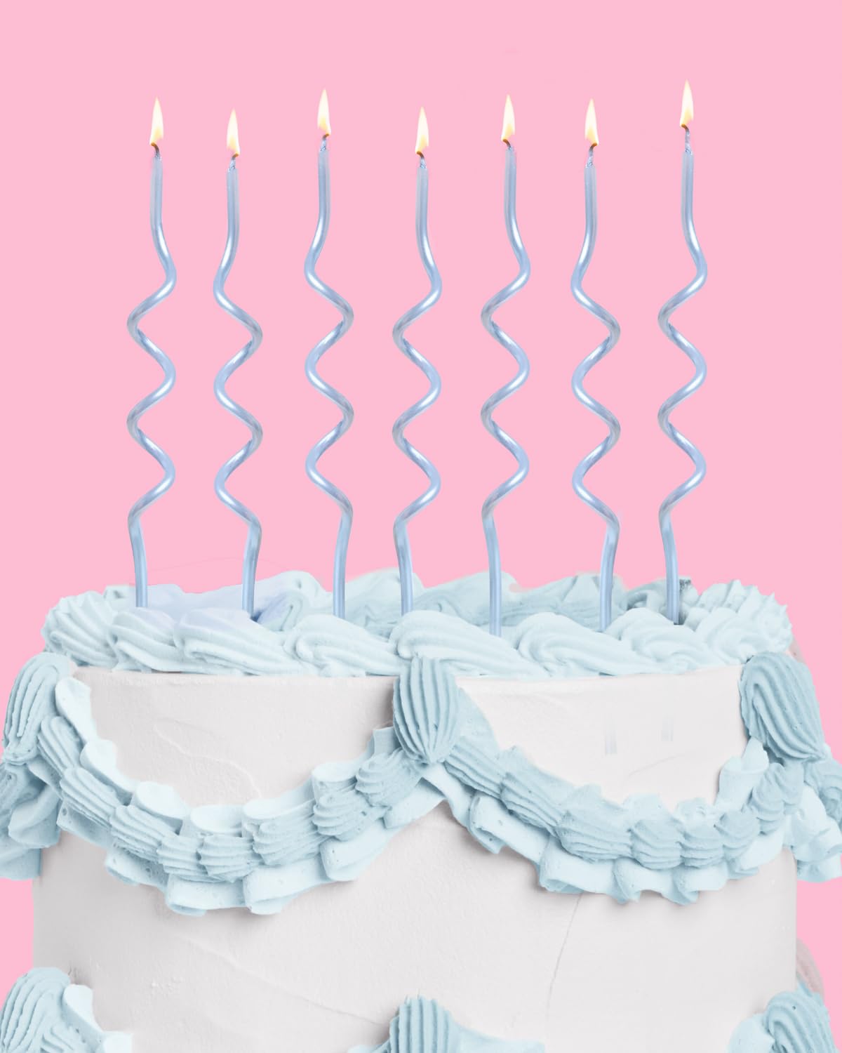 xo, Fetti Pearl Blue Wavy Cake Candles, Tall Thin - 10 Pcs | Birthday Party Supplies, Bachelorette Cake Decor, Glitter Cupcake Topper, Fun Dessert Decorations