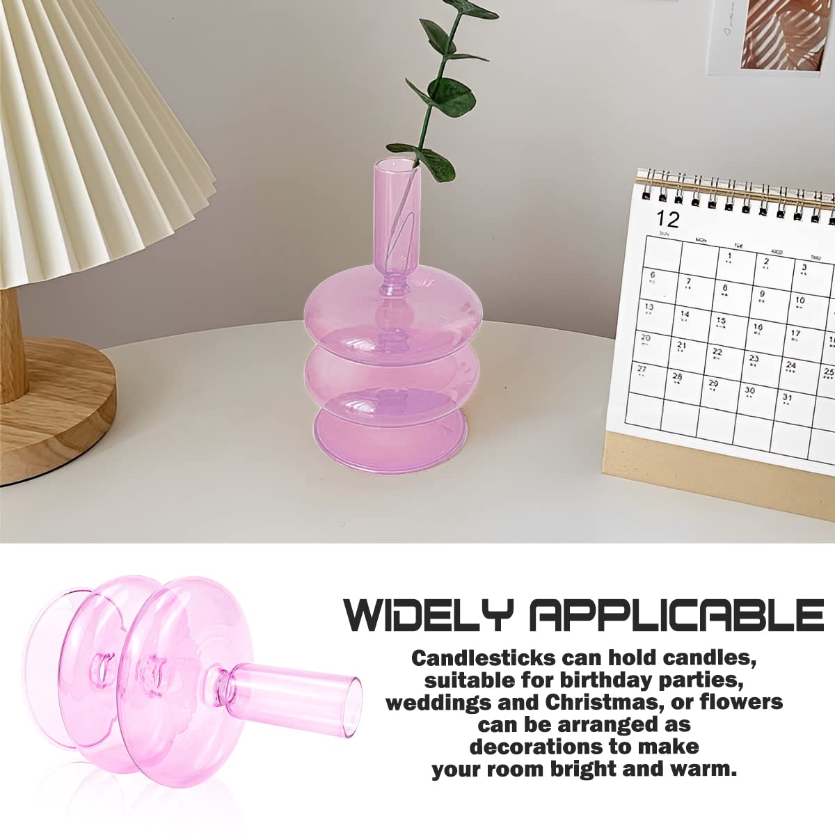 LNQ LUNIQI Clear Glass Candle Holders Glass Taper Candle Holder Decorative Glass Candlestick Holders for Dining Table Centerpieces Wedding Church （）