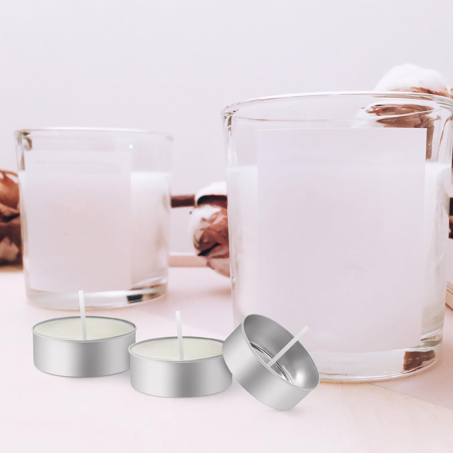 Operitacx 150 Pcs Aluminum Tea Light Cups & 150 Candle Wicks - Empty Metal Tins and Wax Containers for DIY Candle Making Supplies