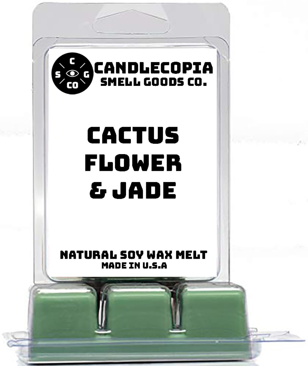Candlecopia Cactus Flower & Jade Strongly Scented Hand Poured Vegan Wax Melts, 12 Scented Wax Cubes, 6.4 Ounces in 2 x 6-Packs