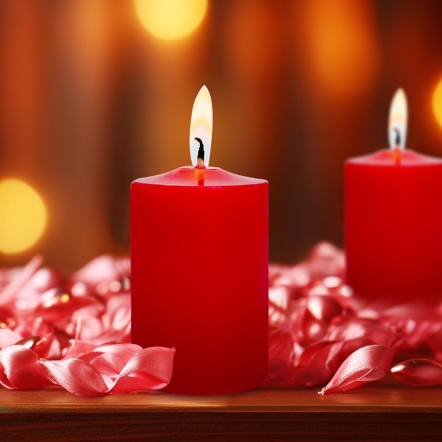 Red Votive Candles 15 Hour Burn Time Unscented Candles Votives Bulk Pack of 24 Small Pillar Candles
