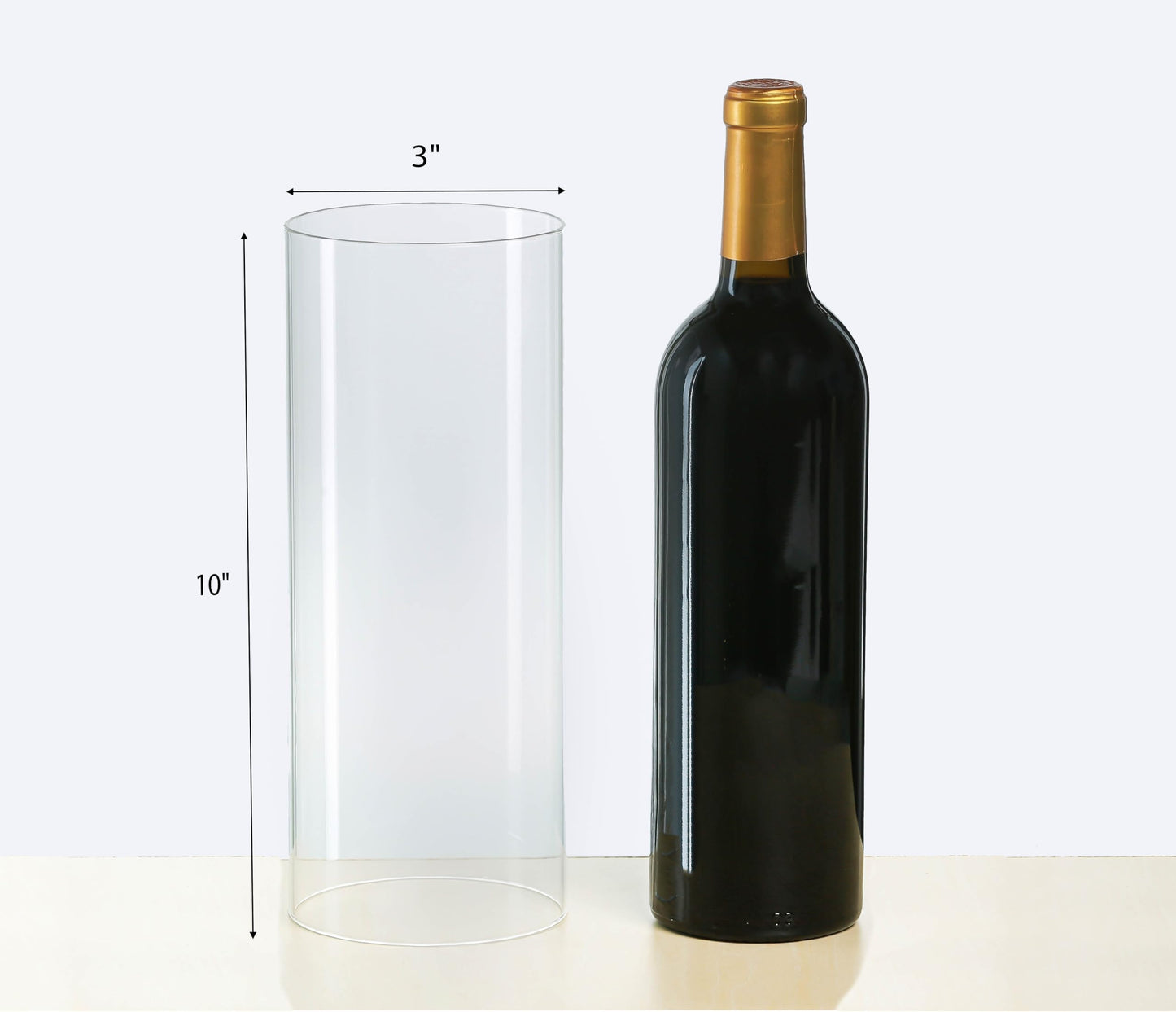 CYS EXCEL 6 PCS (H:10" D:3") Open Ended Glass Hurricane Candleholder Tube Shade Bottomless Candle Chimney Cover