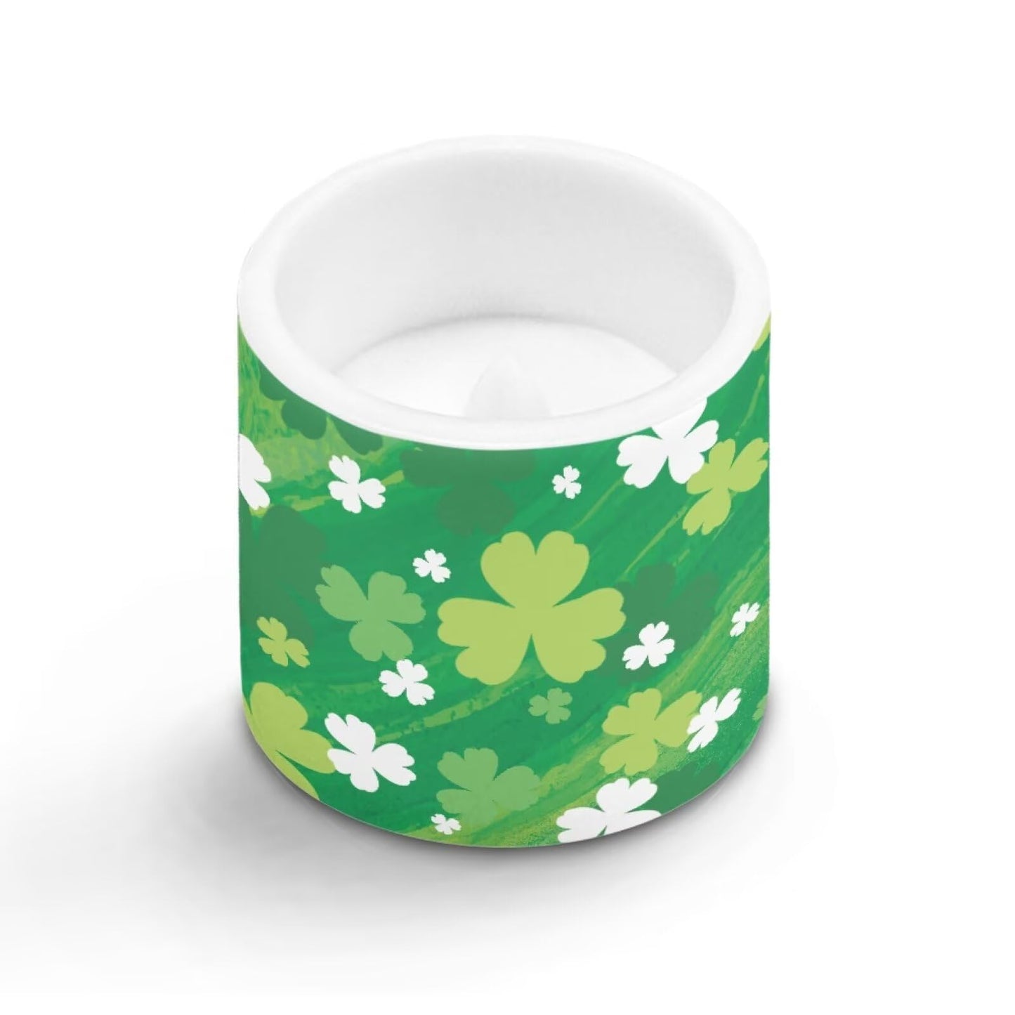 Merkmak Set of 4 Painting Shamrocks Flameless Candles Battery Operated LED Candles with Timer, St Patricks Day Real Wax Tea Lights for Patio Porch Party Home Decorations