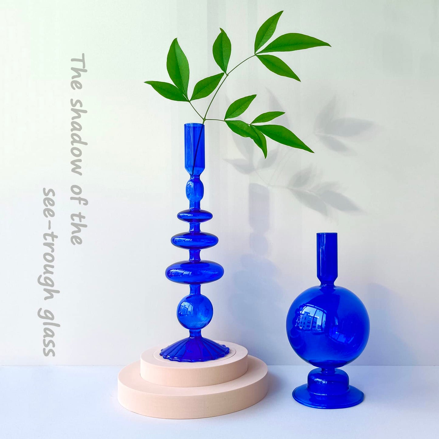 Amanman Candle Stick Candle Holder, Glass Candle Holders for Table Centerpiece, Modern Style Klein Blue Candle Holder Mixed 4pcs