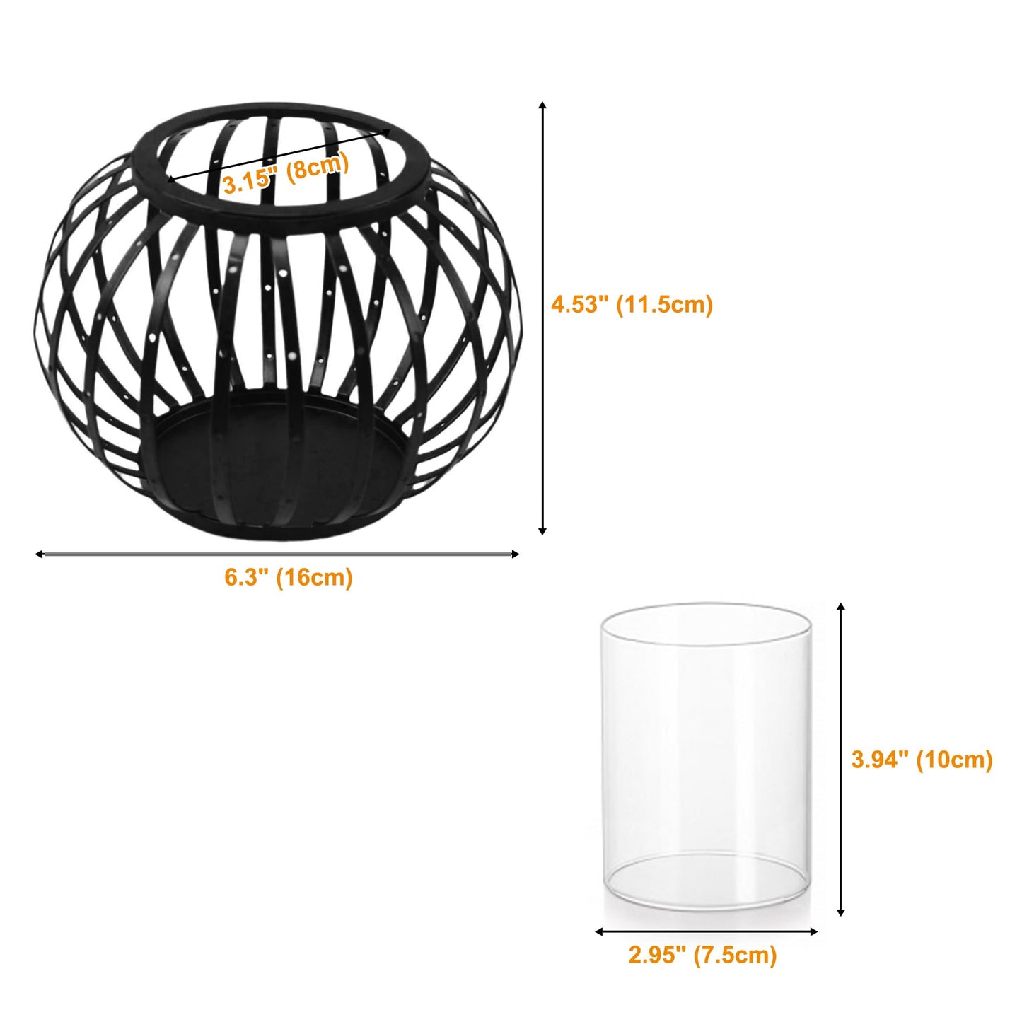HiSnug Hurricane Candle Holders for Pillar Candles - Lantern Candlestick Holder with Clear Glass Sleeve, 2 PCS Elegant Decorative Candleholders for Dining Table Centerpiece Home Decor, 2PCS, Black