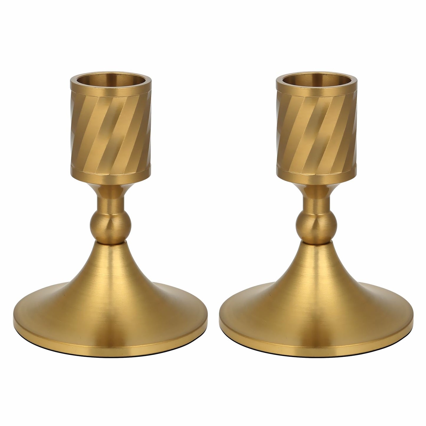 Mofunci Candlestick Holders Taper Candle Holders, Gold Candle Stick Holders Decor for Wedding Christmas Birthday Party Holiday, Short Candle Holders for Table Centerpieces Home Decor, Set of 2