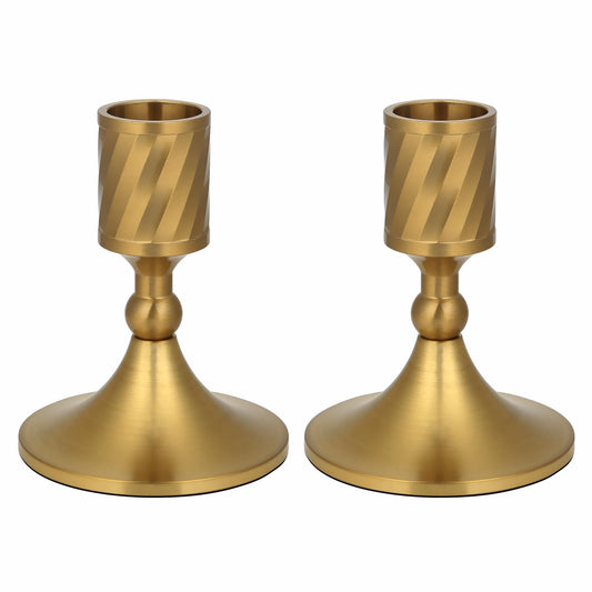 Mofunci Candlestick Holders Taper Candle Holders, Gold Candle Stick Holders Decor for Wedding Christmas Birthday Party Holiday, Short Candle Holders for Table Centerpieces Home Decor, Set of 2