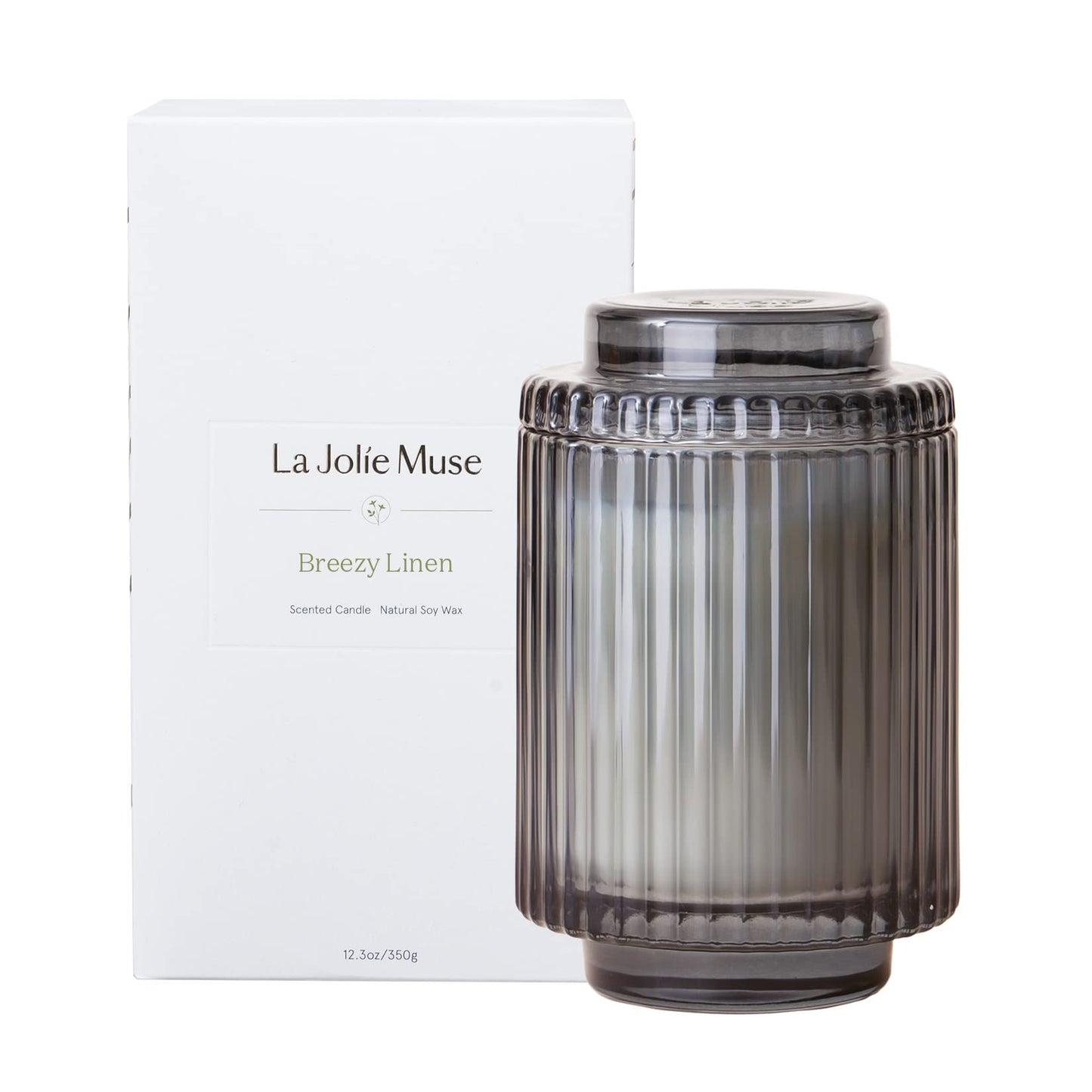 LA JOLIE MUSE Linen Scented Candle, Candles for Home Scented, Luxury Jar Candles Gifts for Women & Men, 80 Hours Long Burning, 12.3oz