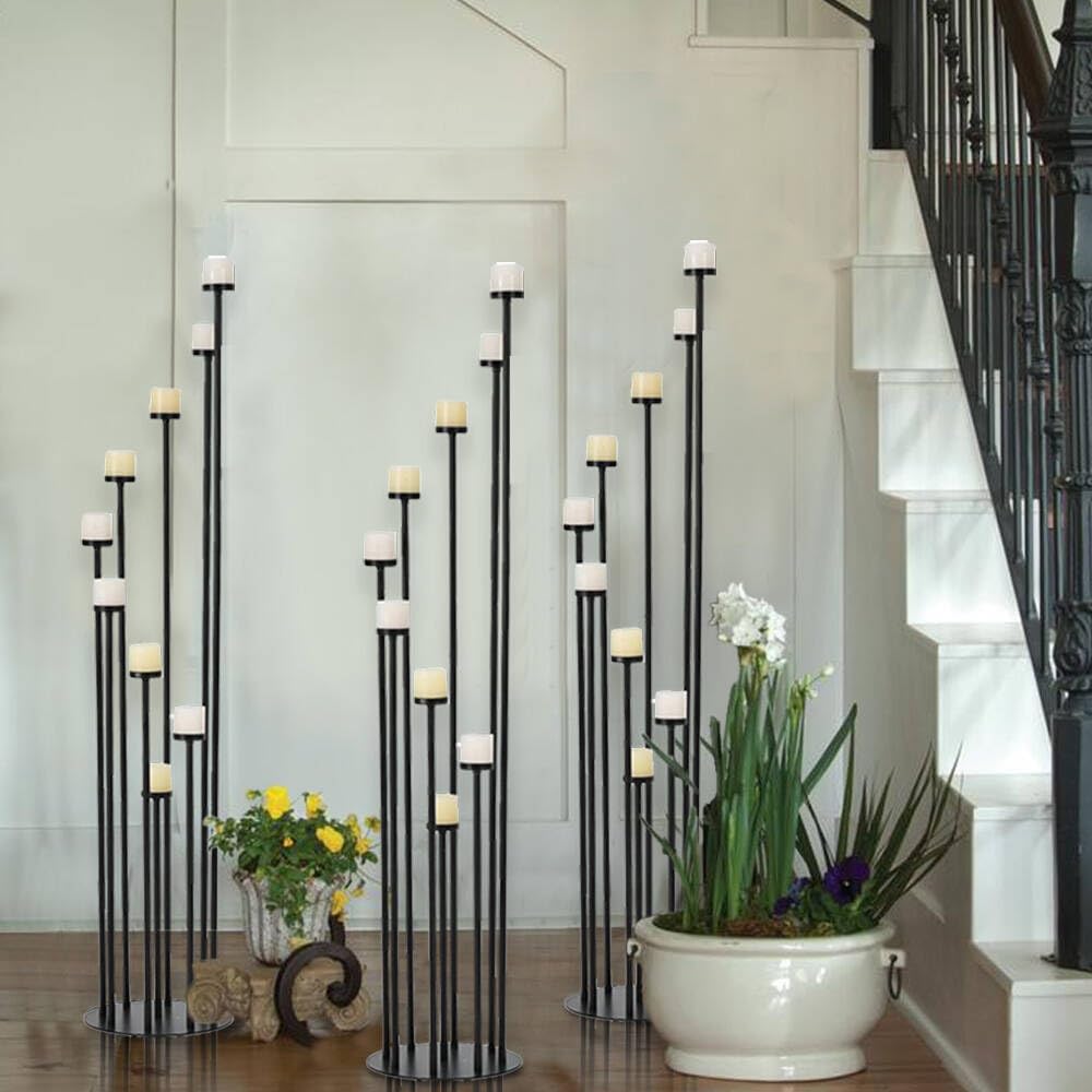Fullvaseer Black 9 Arm Floor Candle Holder Candelabra for Home Decor, Weddings, Dinner Parties Formal Events
