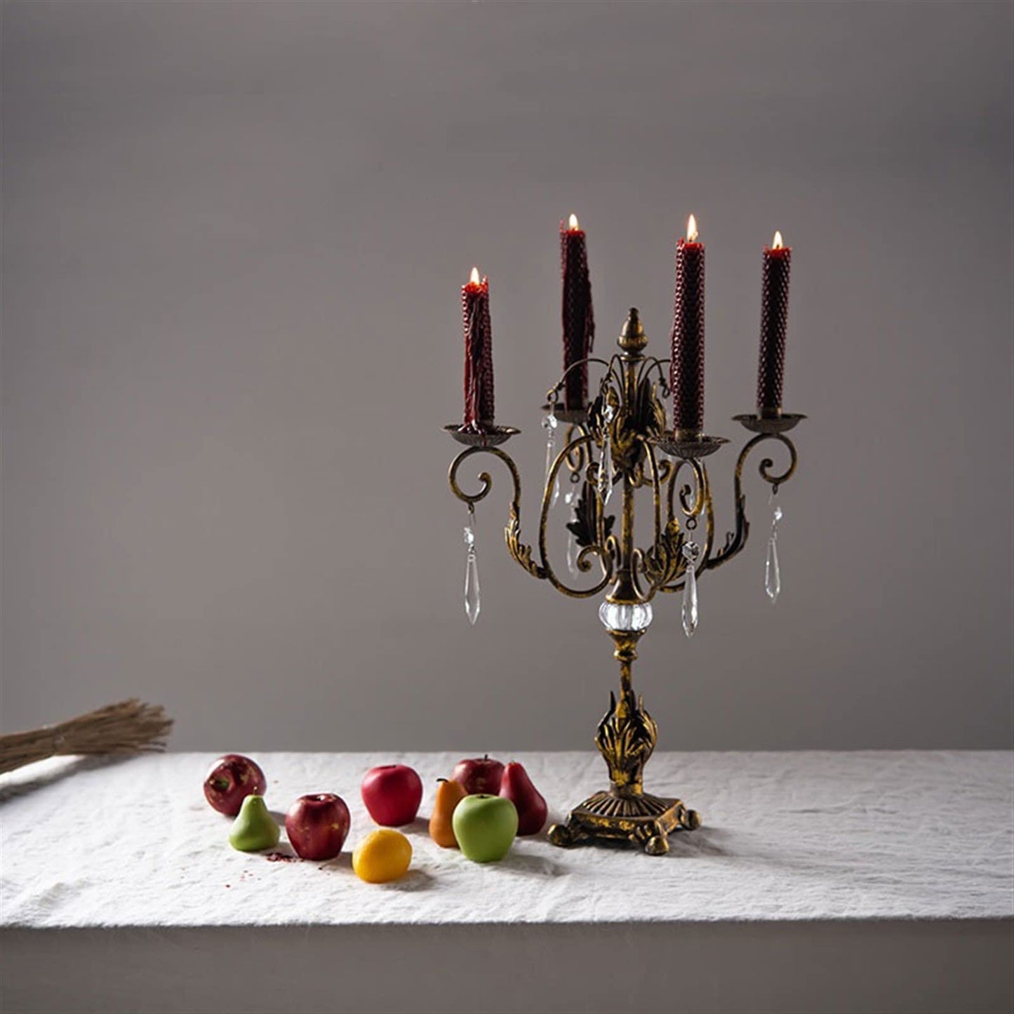Candlestick Holders European Style Rural Retro Old Candlestick Ornaments Metal Four-Head Candle Holder Table Decoration Candle Holders