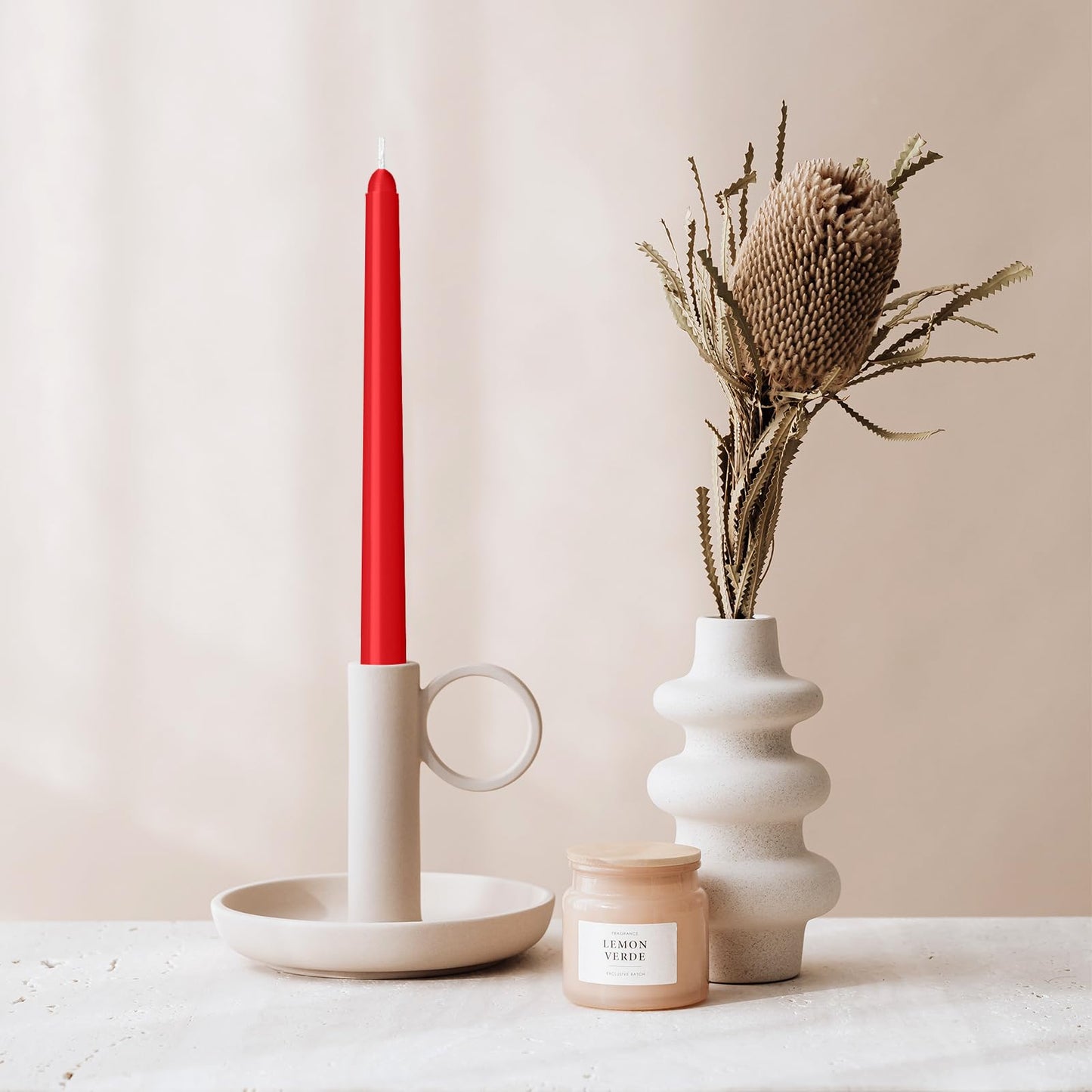 LYOBATH 12 Pack Red Taper Candles - Taper Candles 10 Inch Dripless, Smokeless & Unscented - 8 Hours Long Burning - Hand Poured Tall Candlesticks - Ideal for Weddings, Dinner Parties, and Home Decor