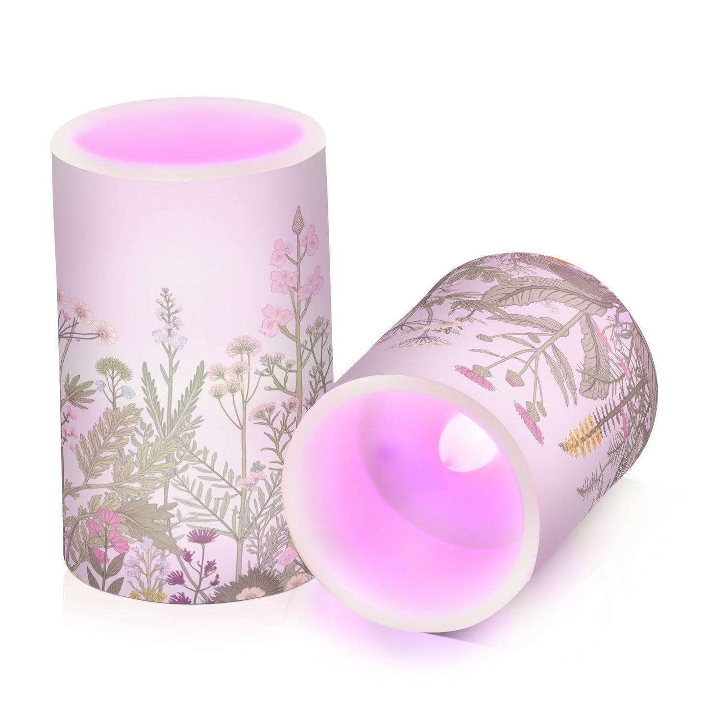 BOENLE Flickering Flameless Candles, Flowers Herbs Wildflowers Botanical LED Candles with Remote Timer, Set of 2 Battery Operated Candle for Valentine Wedding Birthday