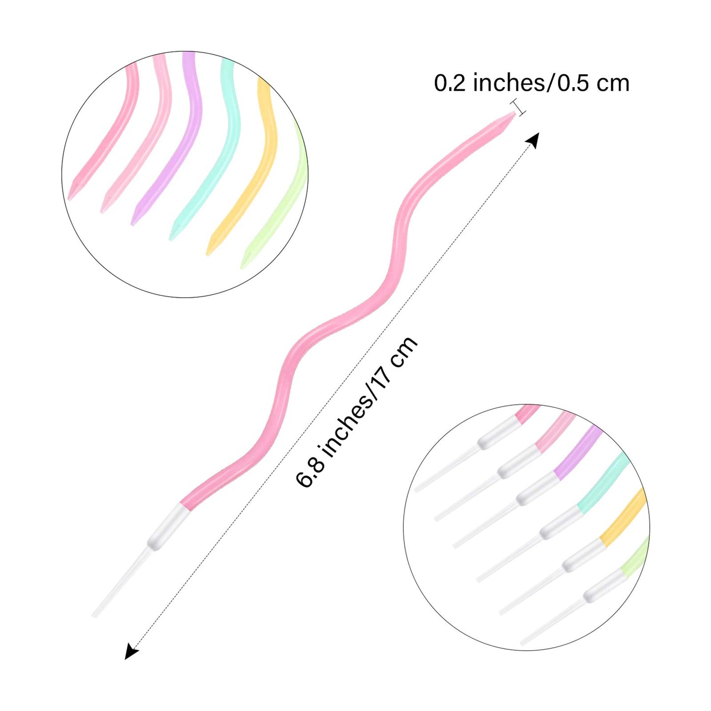 BBTO 12 Pcs Twisted Birthday Candles Spiral Metallic Cupcake Thin Long Cake Candles with Holders for Birthday Wedding Party(Colorful)